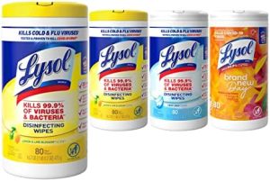 Lysol Disinfectant Wipes Bundle, Multi-Surface Antibacterial Cleaning Wipes, For Disinfecting & Cleaning, contains x2 Lemon & Lim Blossom (80ct) x1 Crisp Linen (80 Ct) & x1 Mango & Hibiscus (80 Ct)